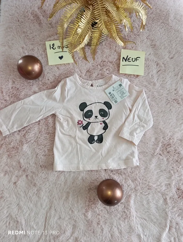T shirt la halle panda rose pâle