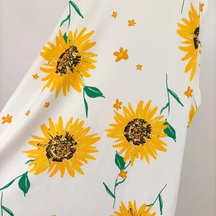 Débardeur blanc imprimé tournesols CMT Collection dos nageur léger été taille M femme A1102 - photo numéro 4