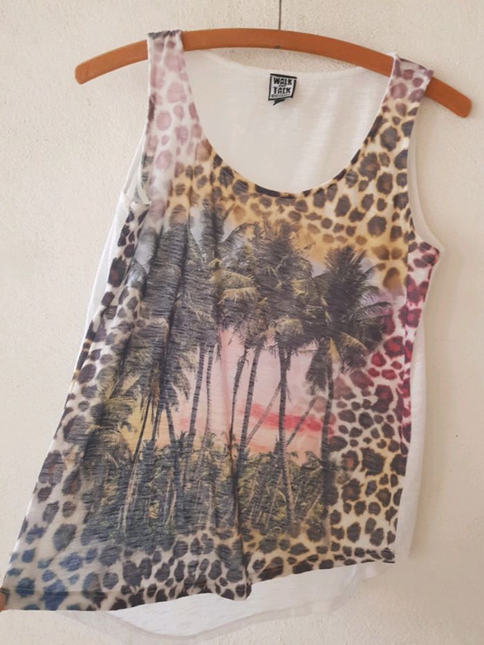 Débardeur imprimé tropical blanc - photo numéro 2