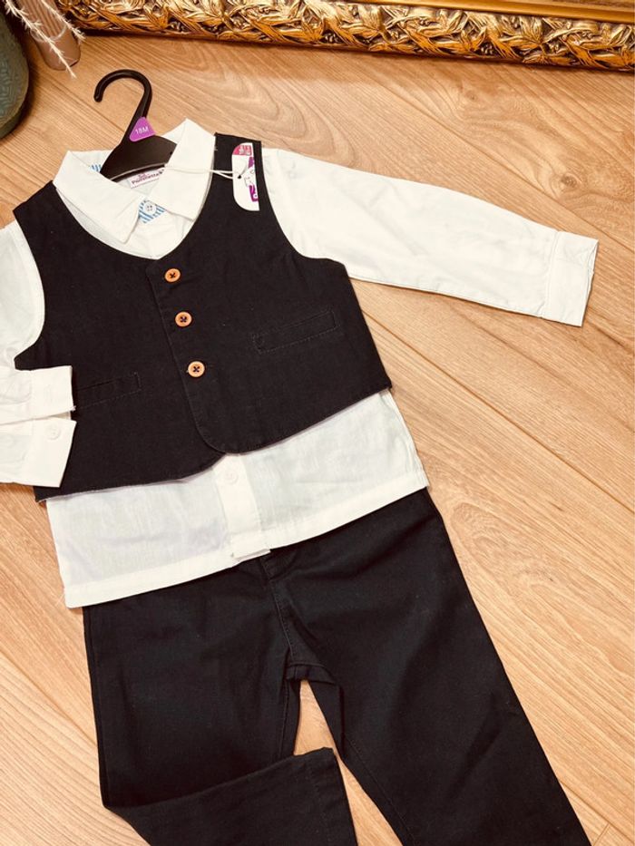 Taille 18 mois tenue de fête 3 pièces NEUF garçon Pommette bleu marine et blanc * chic * 💙 - photo numéro 5