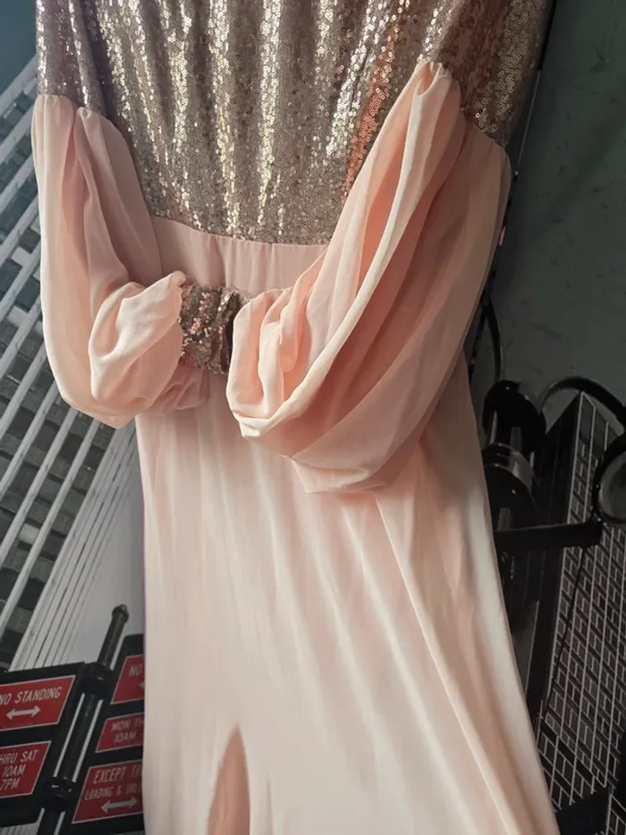 e longue saumon rosé Tavin tzille 42 – chic & élégante pour mariage/soirée" - photo numéro 4