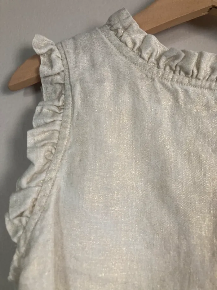 Bonpoint 🍒 haut + short en lin beige doré 8 ans - photo numéro 7