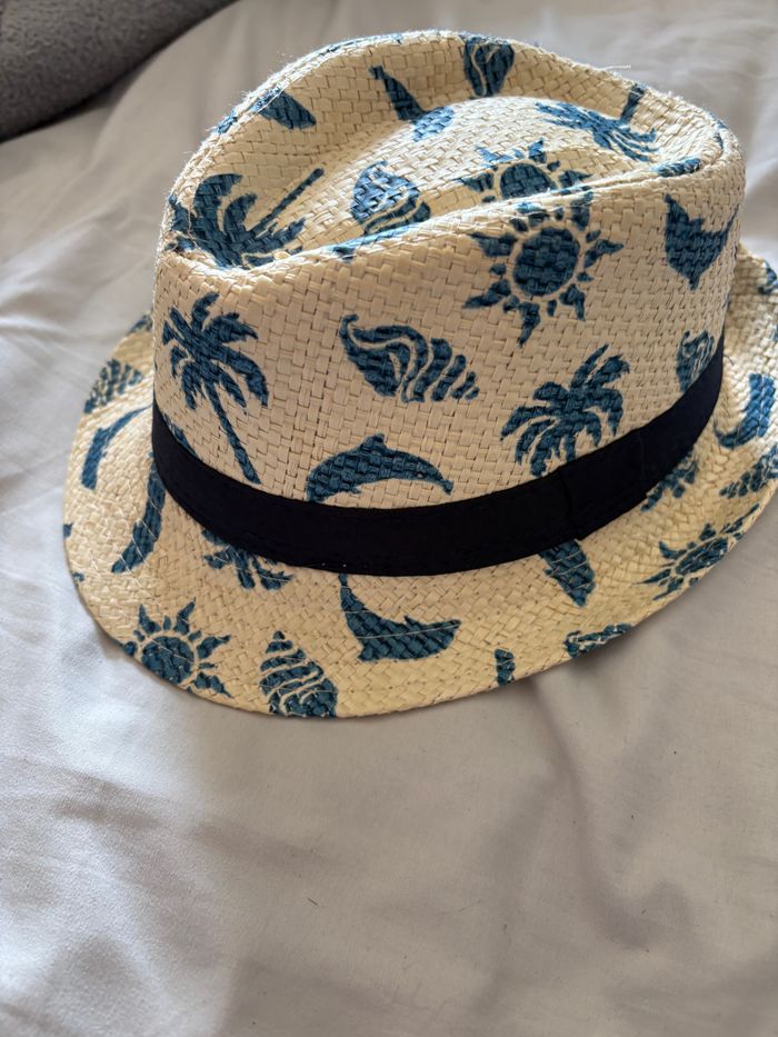Chapeau type paille motifs palmier 54 cm - photo numéro 2
