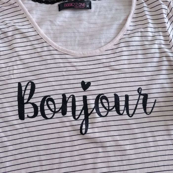 T-shirt femme rose imprimé à manches longues Basic One taille M - photo numéro 3