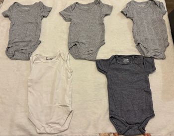 Lot de vêtements ; 5 bodys manches courtes 