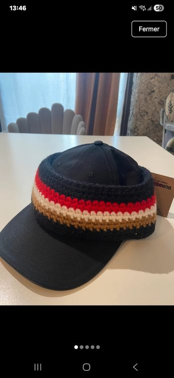 Casquette empiècement en maille Burberry