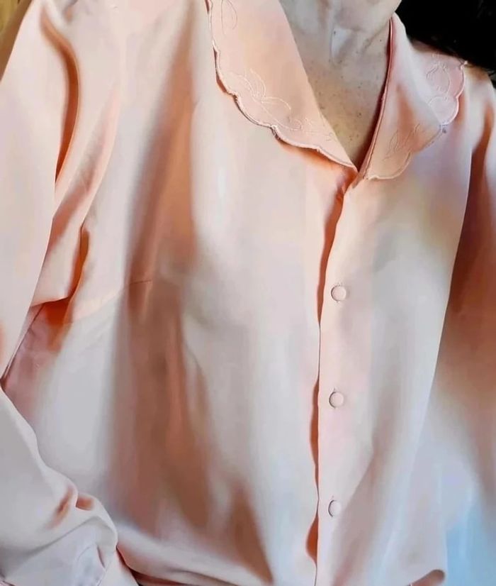 Blouse vintage rose col epaulettes - photo numéro 2