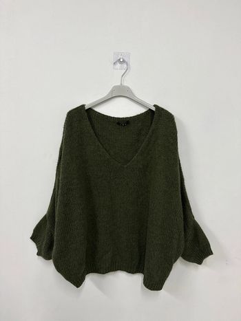 pull laine mélangé uni kaki