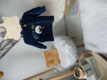 Jolie veste manteau gilet zippé chaude Smiley world marine blanc mixte bébé fille bébé garcon 1 mois