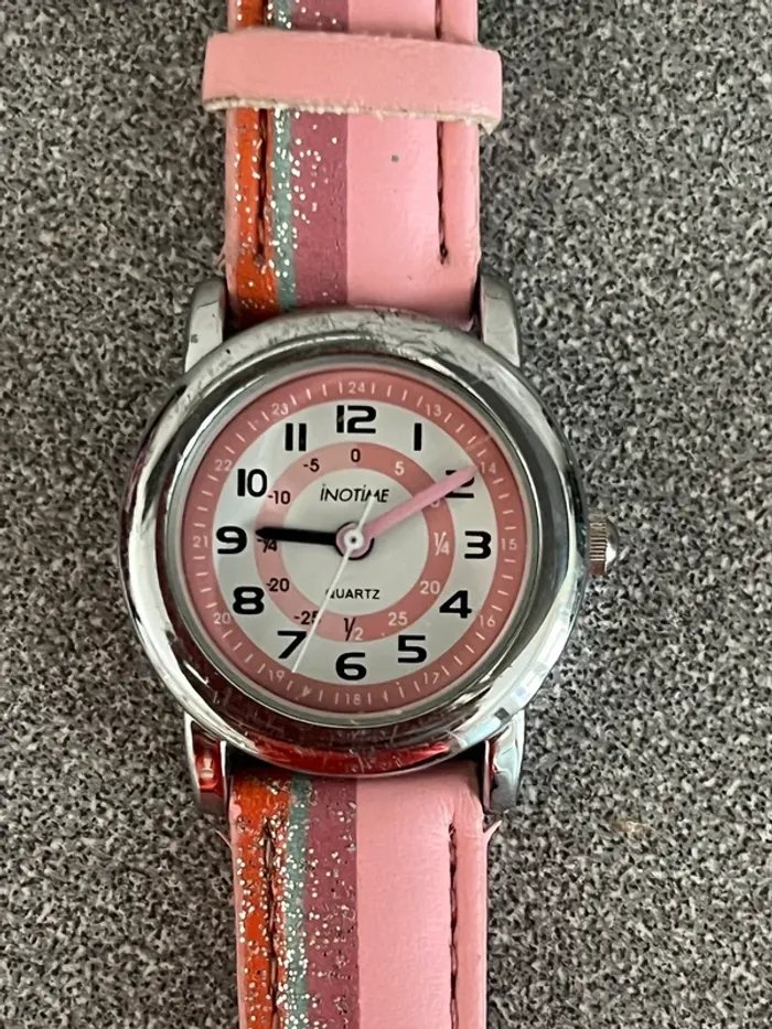 Montre enfant à aiguilles pour apprentissage de l’heure / rose / 20cm Inotime - photo numéro 2