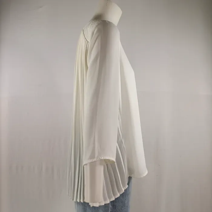 Blouse blanche plissée Vero Moda épaules brodées manches longues fluide taille S A1328 - photo numéro 5