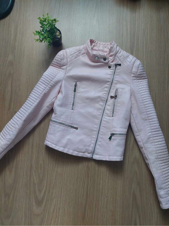Veste/perfecto simili cuir rose poudré La Modeuse T.1 TBE 🌸 - photo numéro 5