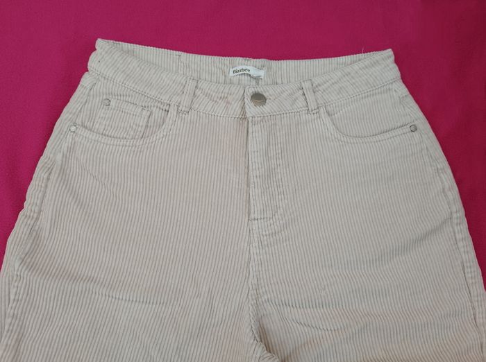 Pantalon large en velours côtelé beige Bizbee T38 - photo numéro 2