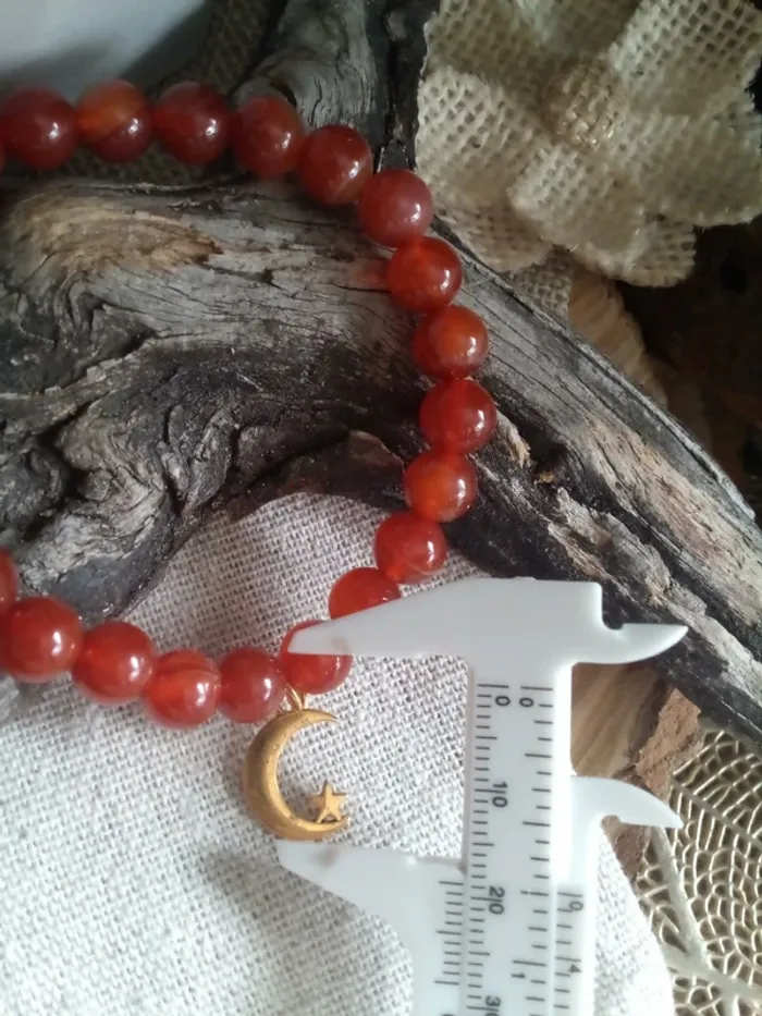 Bracelet en pierres naturelles d'agate rouge - photo numéro 2