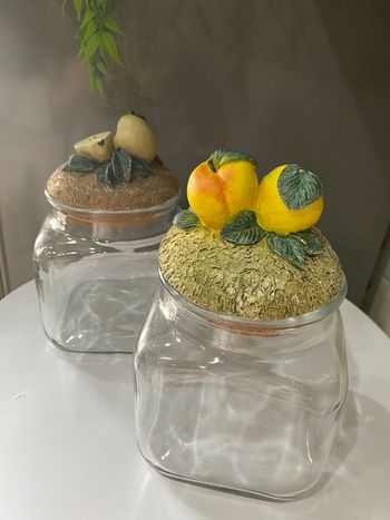 Lot de 2 bocaux motifs fruits