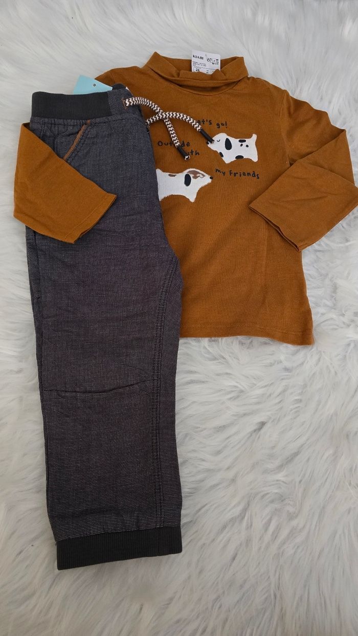 NEUFS(non portés) 😍🤩💙🏷Ensemble sous pull et pantalon doublé 23/24mois Garçon 💙🏷🤩😍 - photo numéro 2