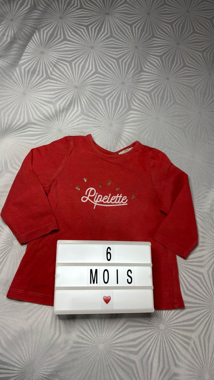 Tee-shirt-pull manches longues fille 6 mois tape à l’œil