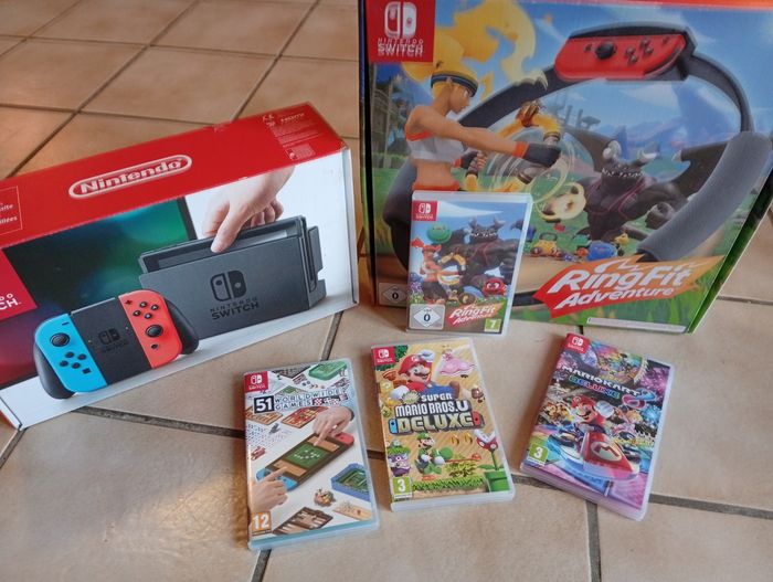 Switch+ringtfit adventure+jeux mariokart+voir photo - photo numéro 2