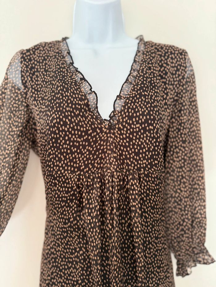 Robe noire tacheté beige Zara - photo numéro 3