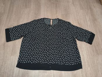 Kiabi taille 58/60 tunique blouse noir avec motif
