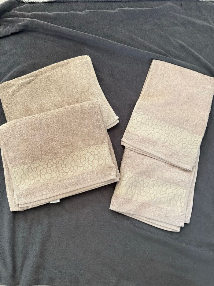 Lot serviettes de bain + draps de bain  beige 3 suisses