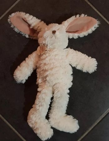 Peluche Doudou, lapin, chaussette, pantin - histoire d’ours - marron beige fourrure