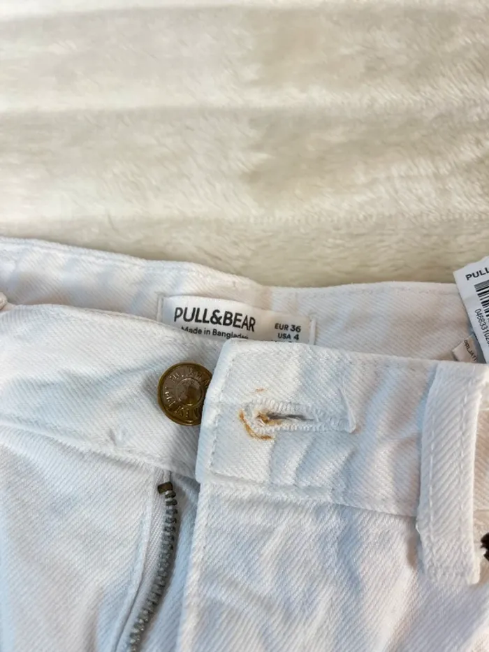 Jean blanc straight fit déchiré - Pull&Bear - taille 36 (S) - photo numéro 5