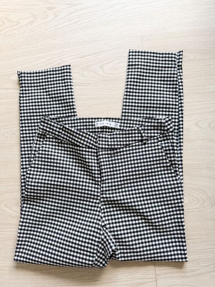 Pantalon à carreaux noir blanc  amisu taille 38 M - photo numéro 2