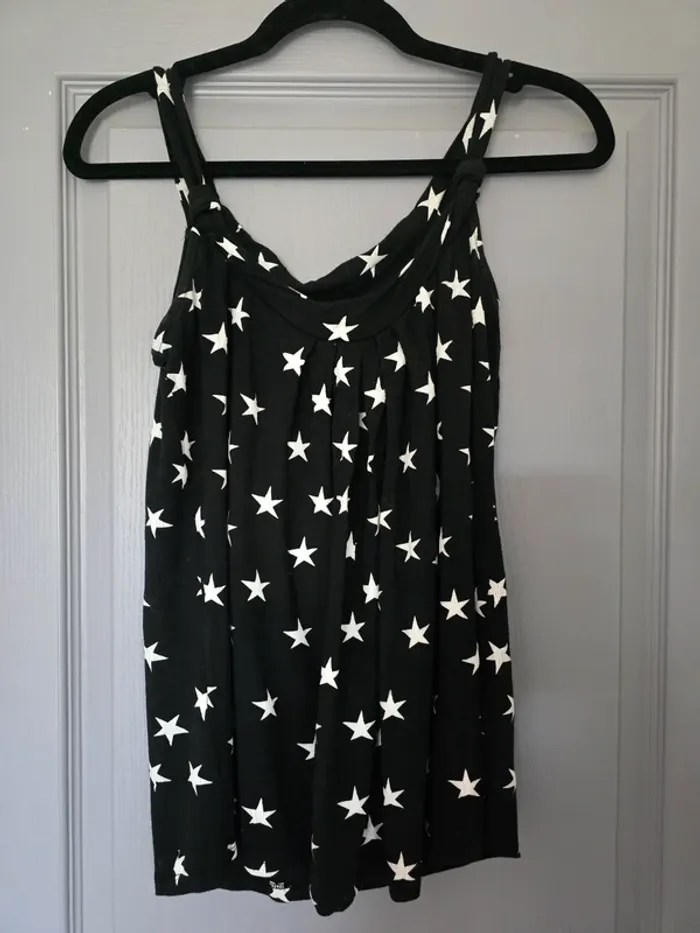 Débardeur noir étoiles blanches femme S