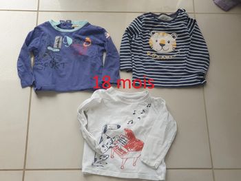 3 T- shirts Manche Longue  18 mois