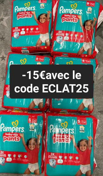 Six pack de couches Pampers taille 5 culotte