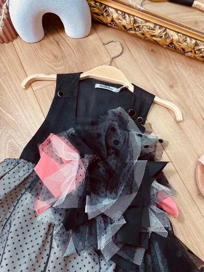 Taille 8 ans robe créateur fille TAO noire et rose * tulle froufrou * 🌺 - photo numéro 2