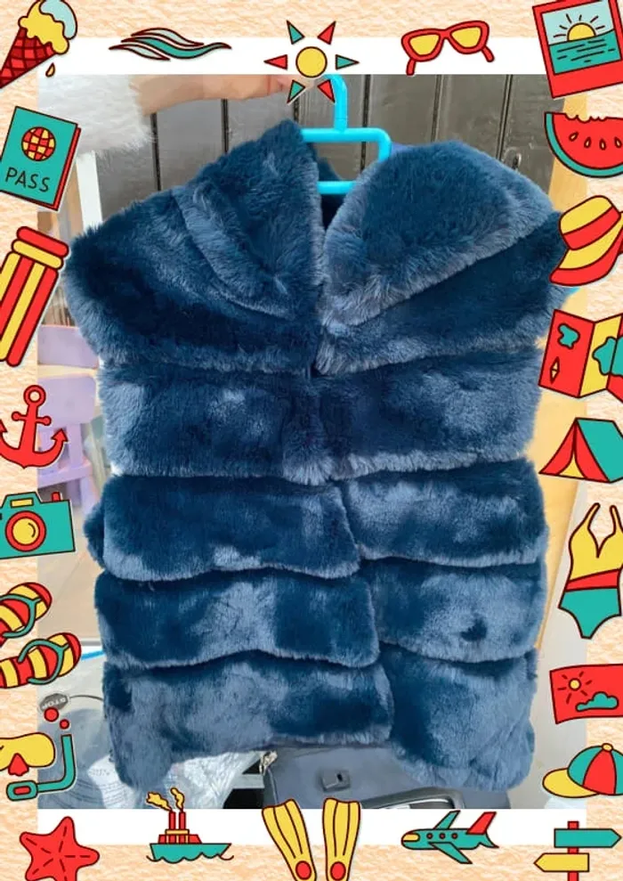 Veste sans manches fausse fourrure marine