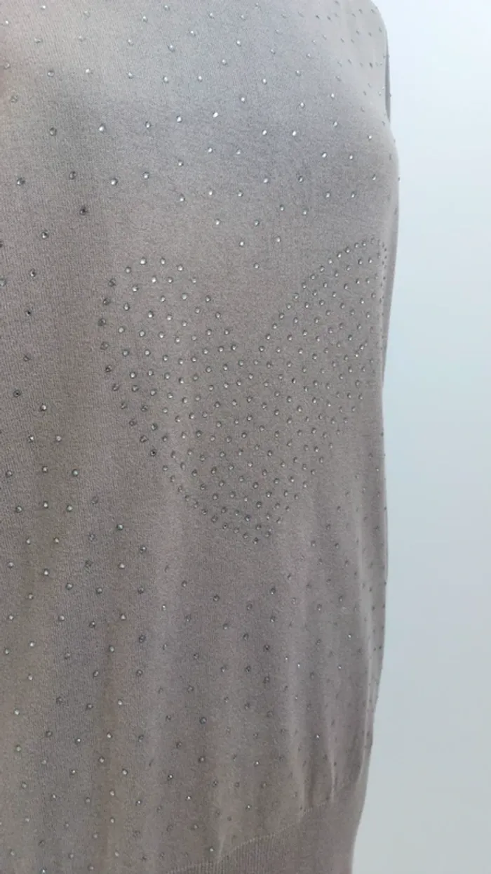 Robe pull oversize coton et soie beige avec strass taille S - photo numéro 4
