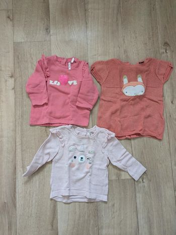 Lot 3 pulls fille 9 Mois 71cm