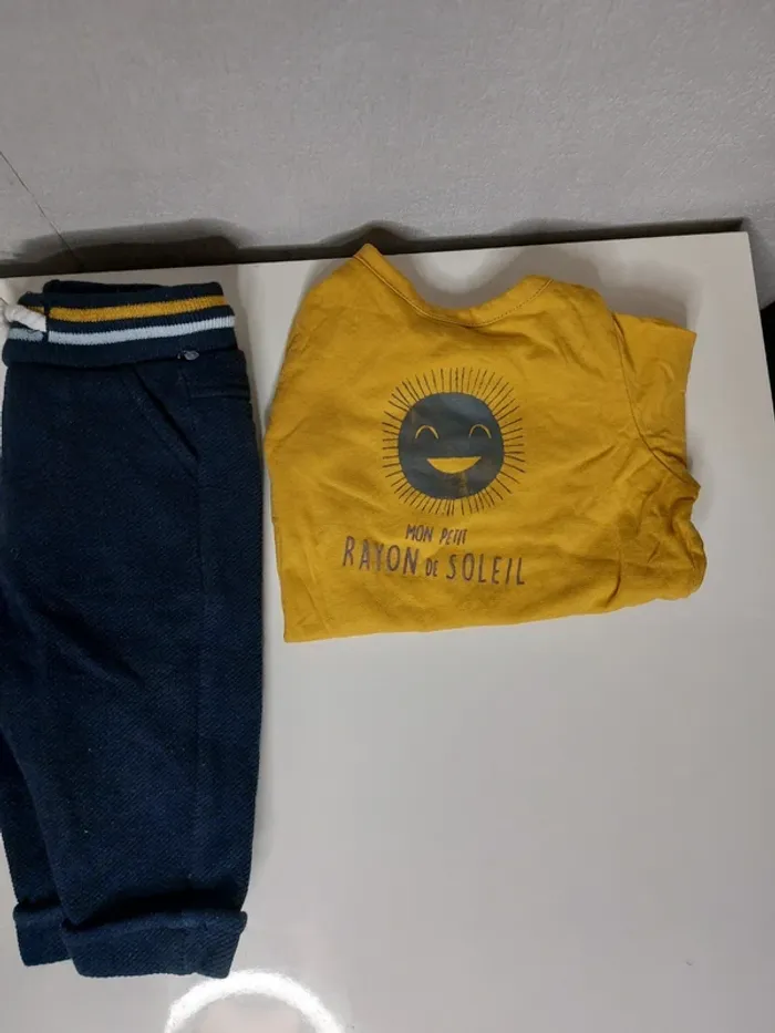 Ensemble manches longues bleu et jaune "Tape à l'oeil" - photo numéro 3