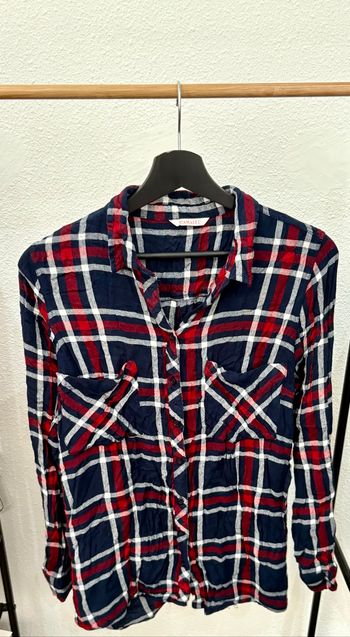 Chemise à carreaux bleue, blanc et rouge en viscose Camaïeu - Taille 42