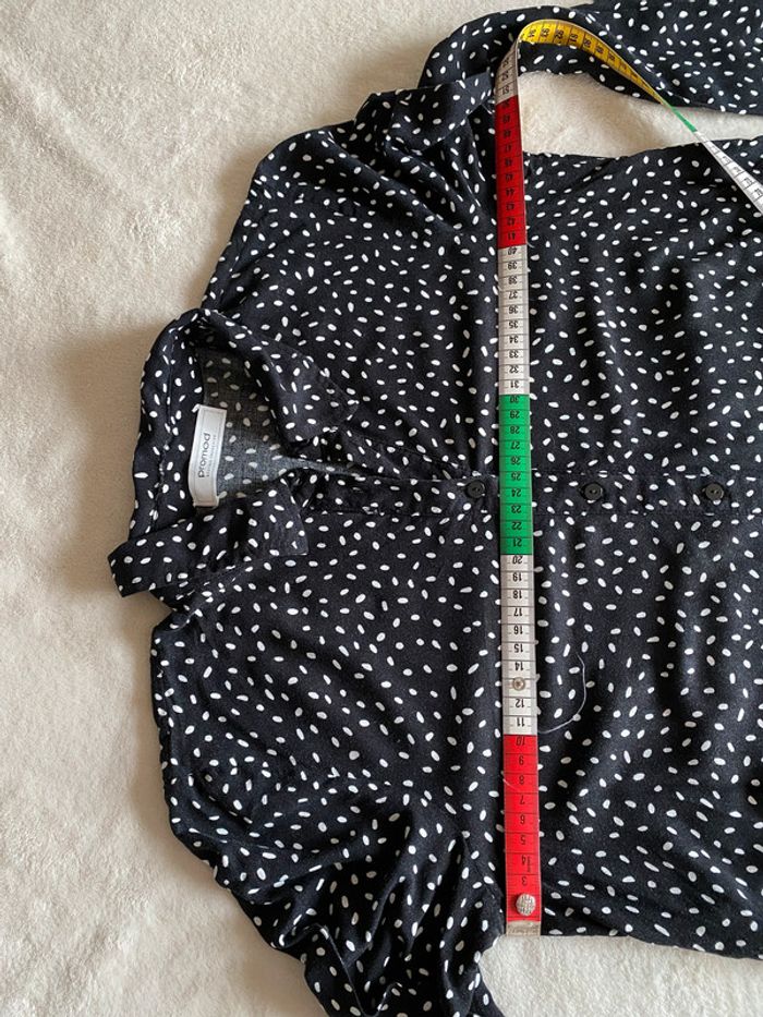 Robe chemise Promod noire à pois blanc avec ceinture taille 34 - photo numéro 13