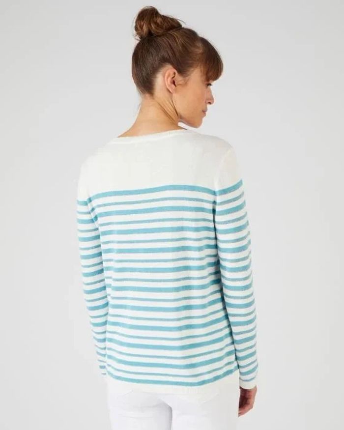 Rayé turquoise - Pull Marinière rayures brillantes – rayé turquoise – 46/48 - Damart - photo numéro 2