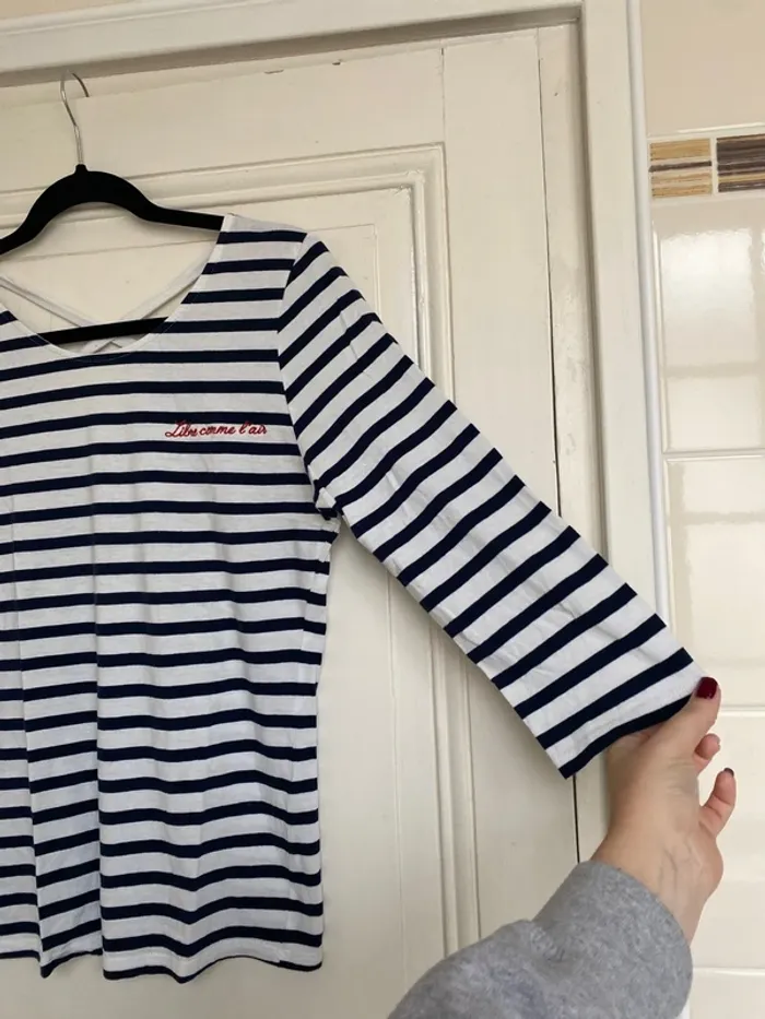 T-shirt marinière manches 3/4 Camaïeu - photo numéro 3