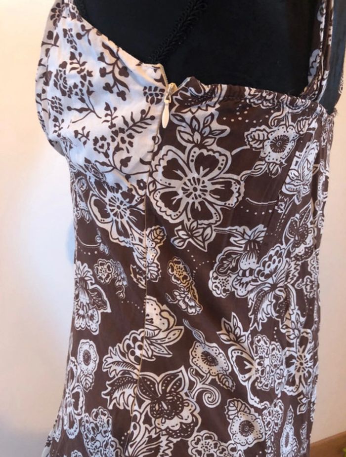 306- Robe fleurie blanc marron - photo numéro 4