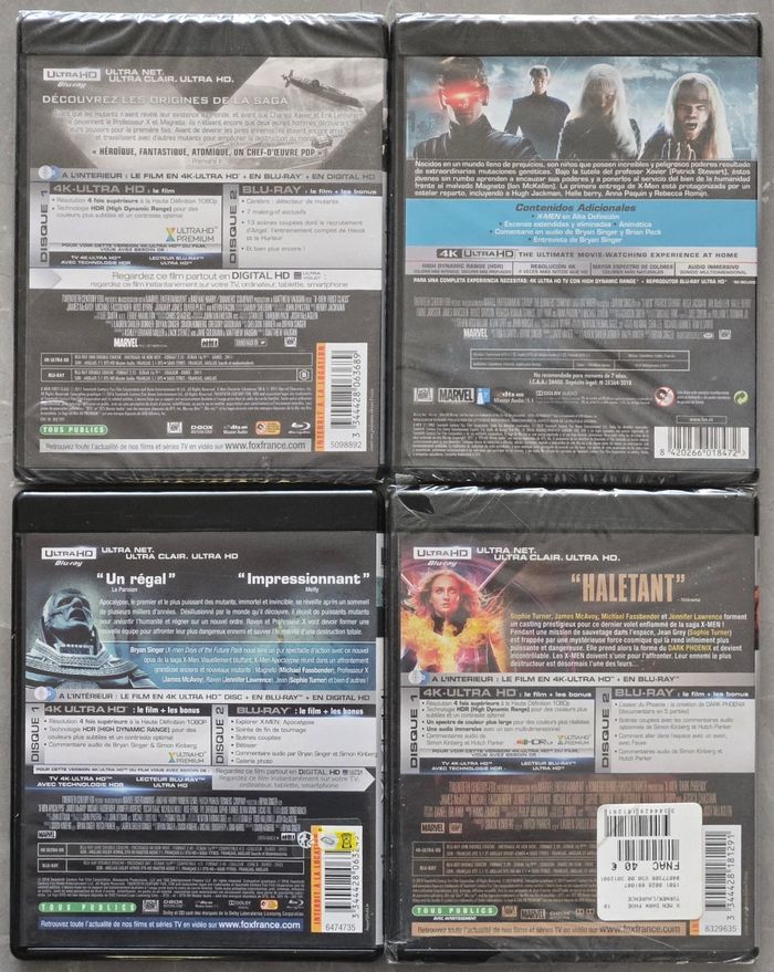 Lot de 4 Films X-men 4k Blu-Ray Ultra Haute Définition (Version Française) d'occasions et neufs sous Blister - photo numéro 2