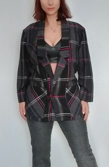 Blazer long a carreaux chic taille 40