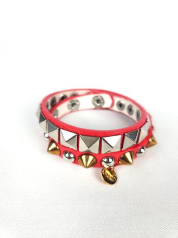 Bracelet LIU JO Femme - Cuir Corail & Clous Métalliques - Tendance Mode