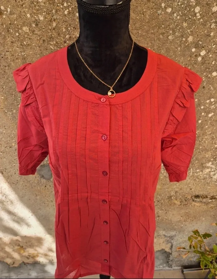 Blouse rouge Blancheporte Neuve T.38 - photo numéro 3