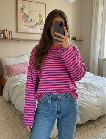 Haut rayé bleu rose