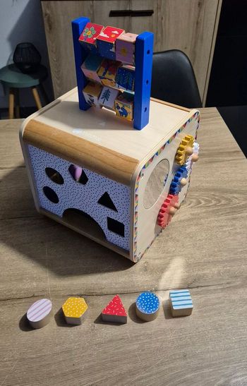 Grand cube d'activités en bois 