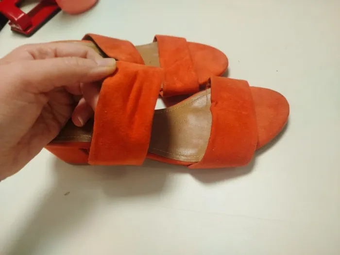 Mules orange suédées Tamiko talon carré taille 36 confort été tendance C069 - photo numéro 7