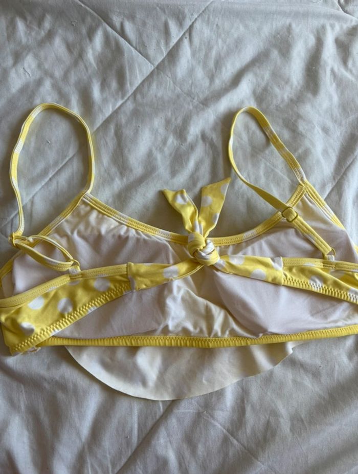 Haut de maillot de bain jaune à pois blanc volant taille M/38 Penti neuf - photo numéro 5