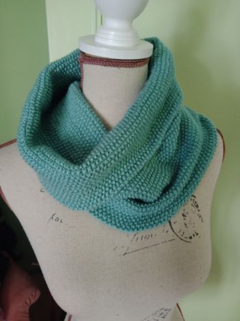 Snood vert tricoté main